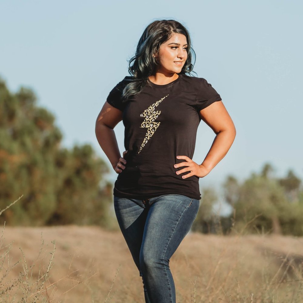 Black Leopard Lightning Graphic T-Shirt